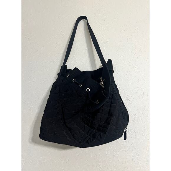 Vera Bradley Black Quilted Bucket Drawstring Bag - Picture 2 of 6